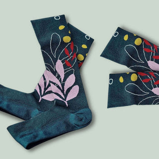 supcare pregnancy postpartum compression socks navy mod floral  pattern