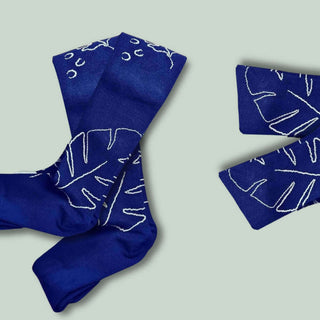 supcare pregnancy postpartum compression socks navy monstera pattern